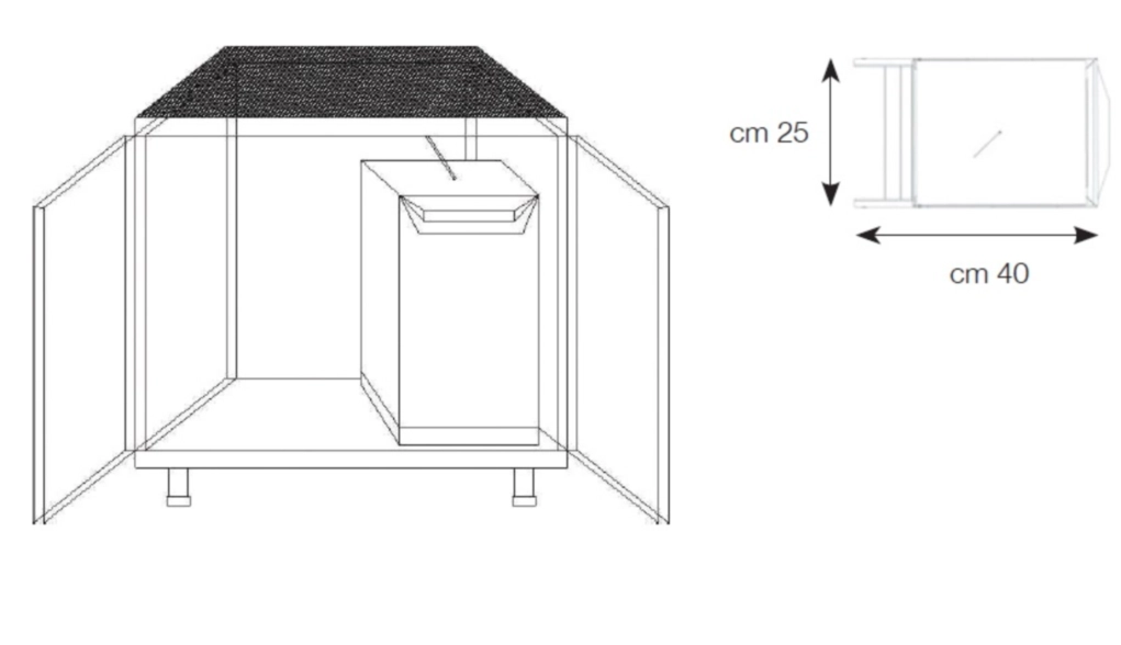 אשפית מרובעת 17ל נירוסטה לדלת 300ממ